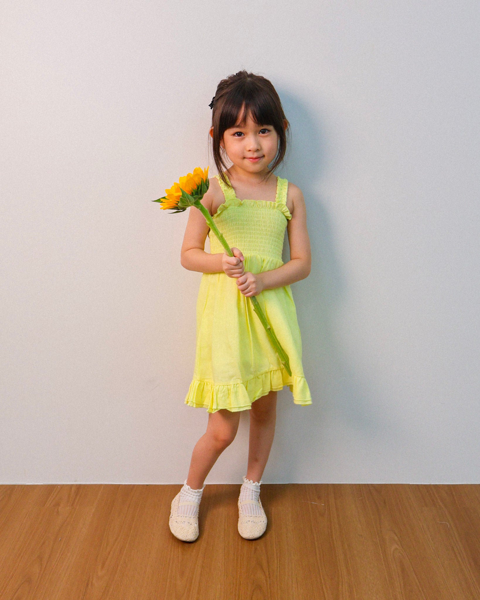 Lemon smocked dress