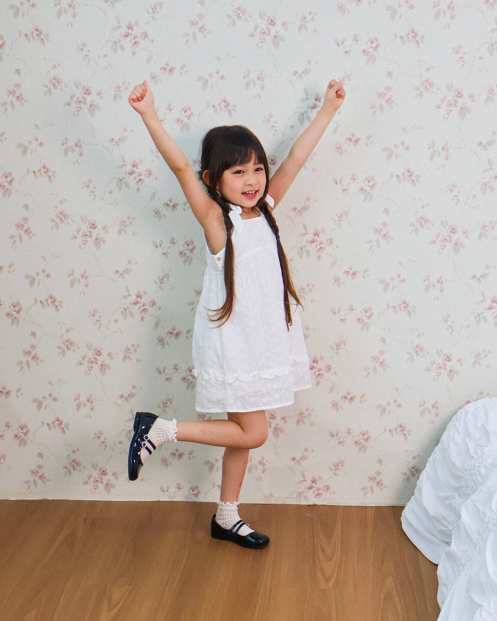 Ivory eyelet tie-strap dress