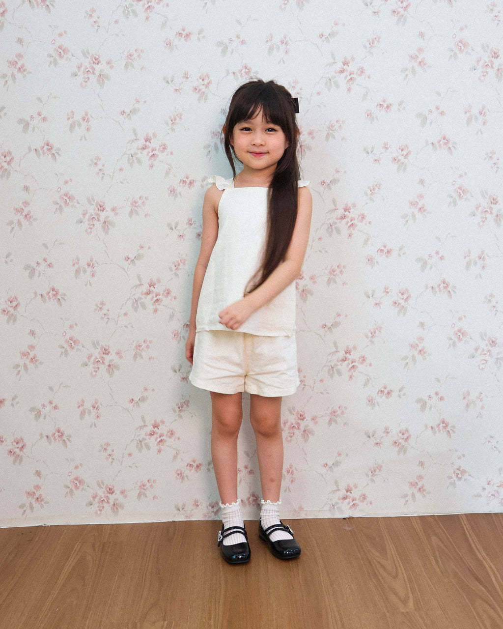 Ivory ruffle strap set