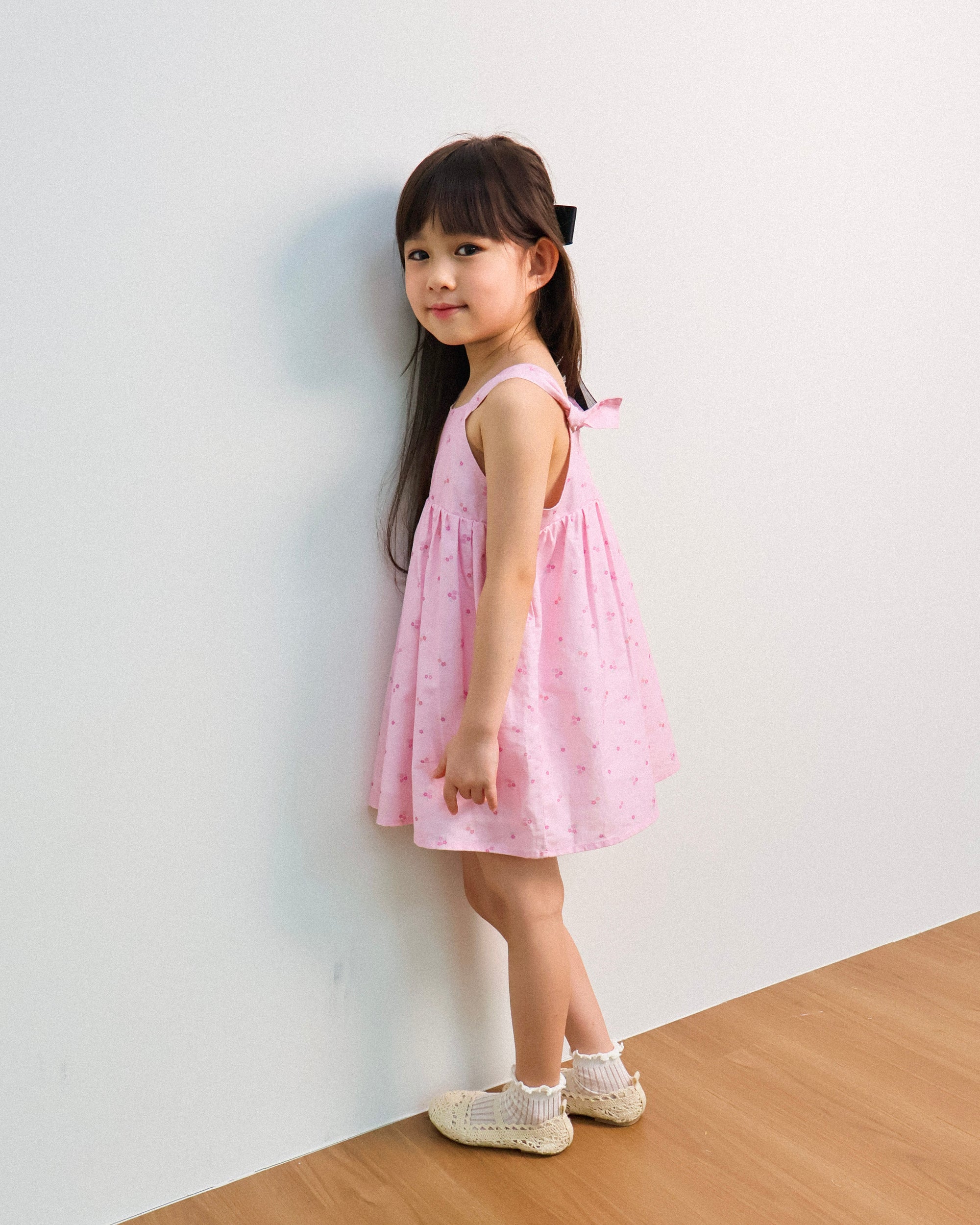 Knot-strap dress in petal pink