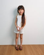 Ivory eyelet tie-strap set