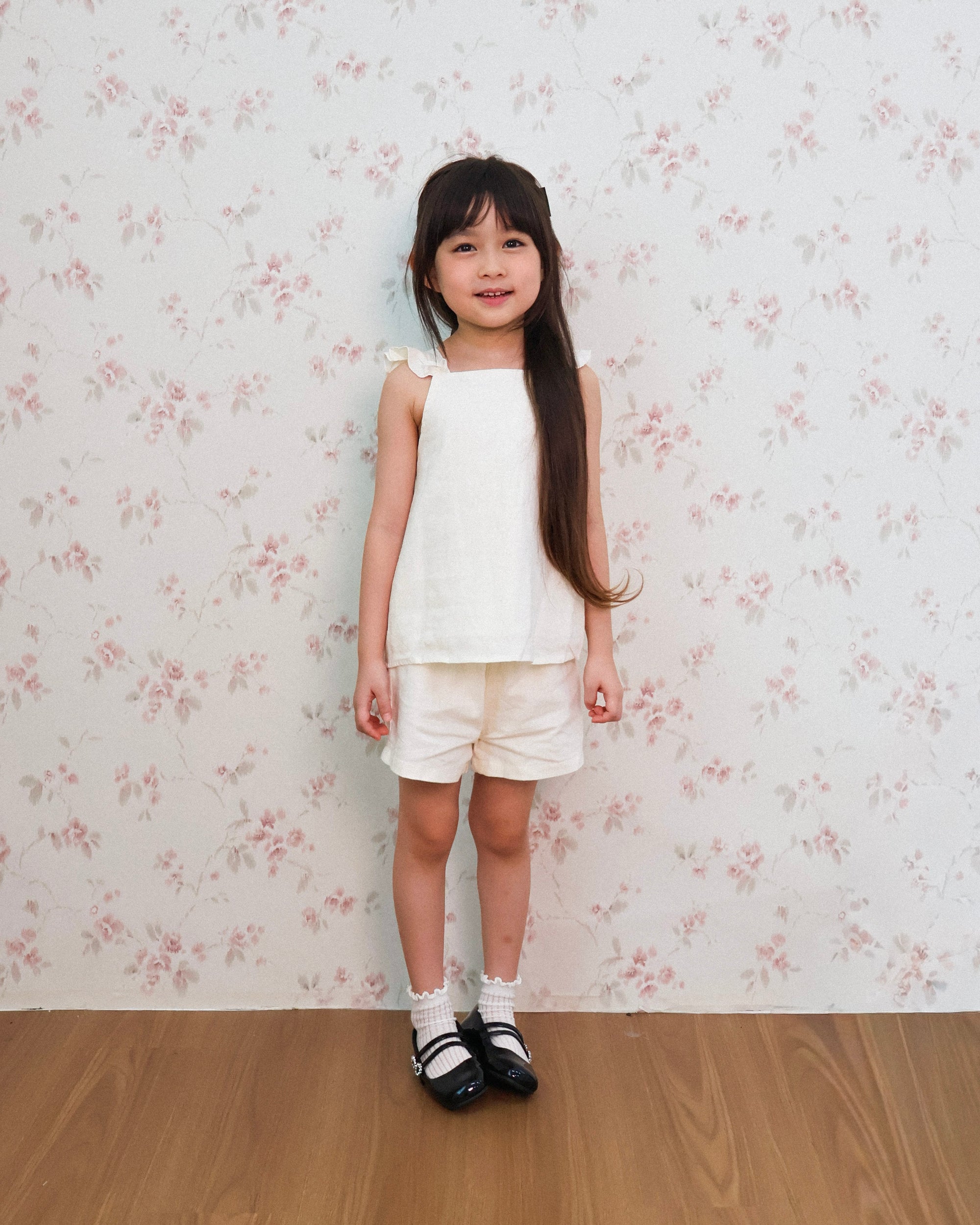 Ivory ruffle strap set