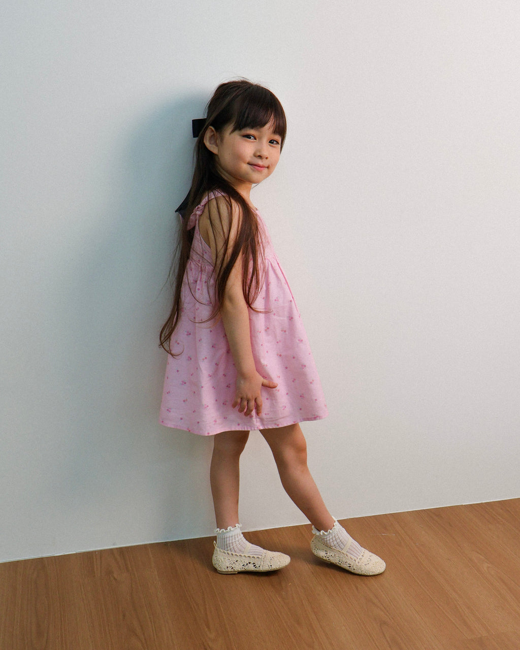 Knot-strap dress in petal pink