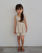 Sleeveless tie-strap set in oat