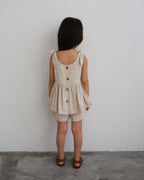 Sleeveless tie-strap set in oat