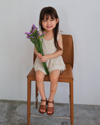 Sleeveless tie-strap set in oat