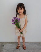 Sleeveless tie-strap set in oat