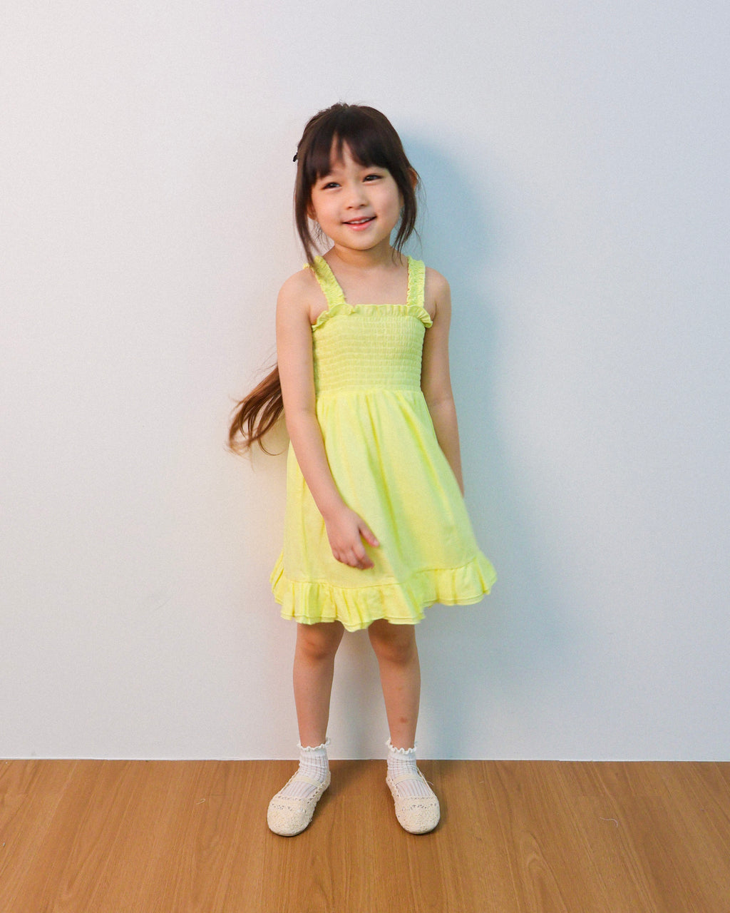 Lemon smocked dress