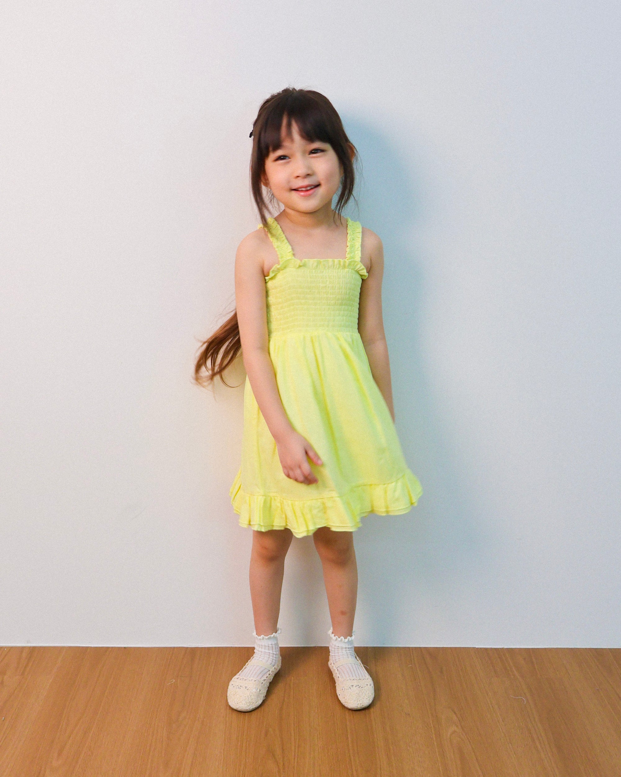 Lemon smocked dress