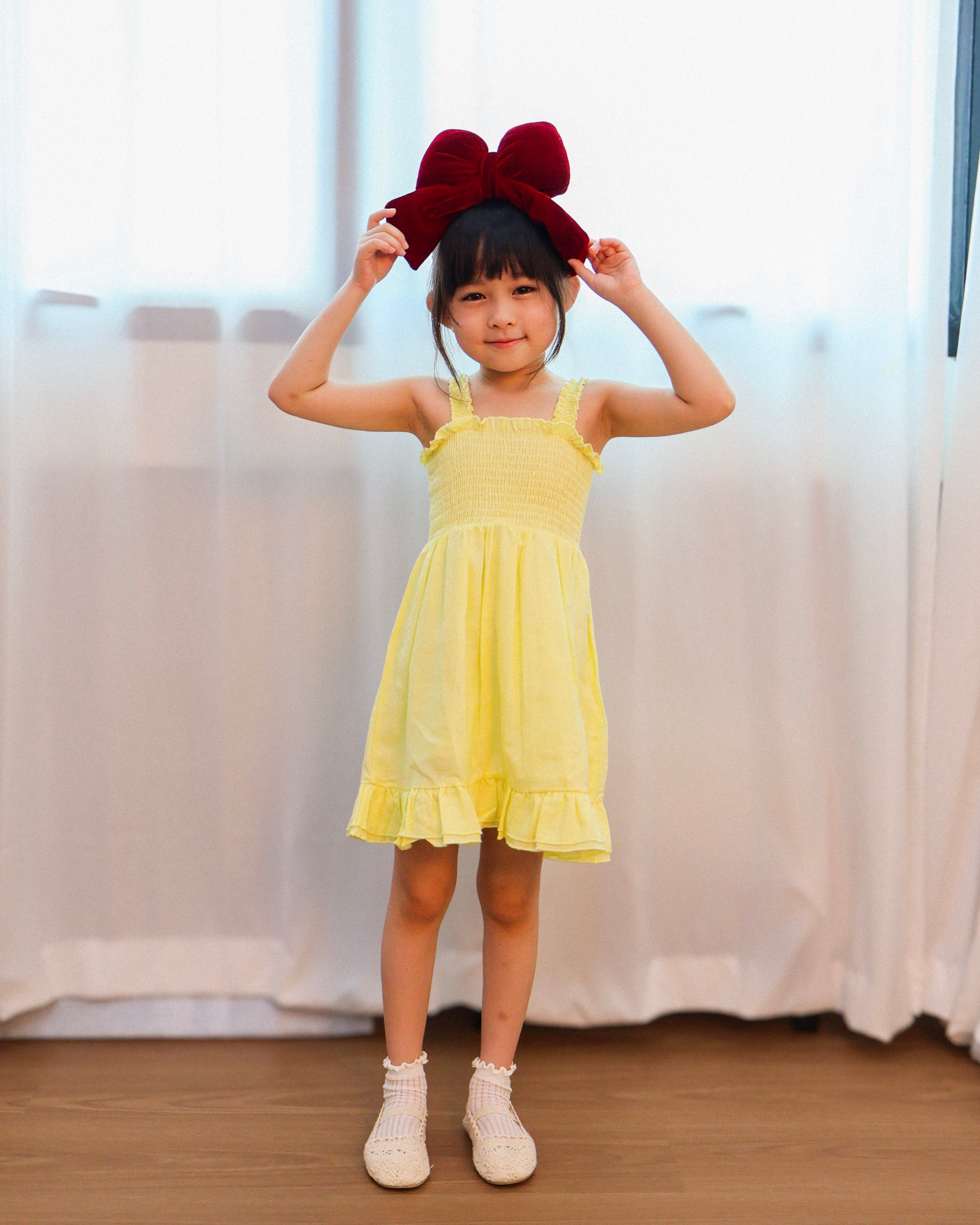 Lemon smocked dress