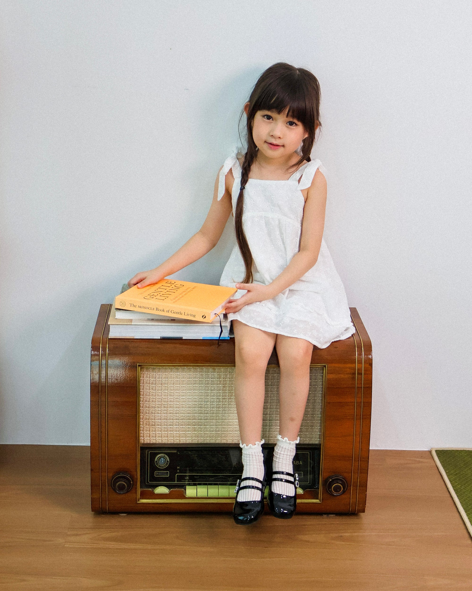 Ivory eyelet tie-strap dress