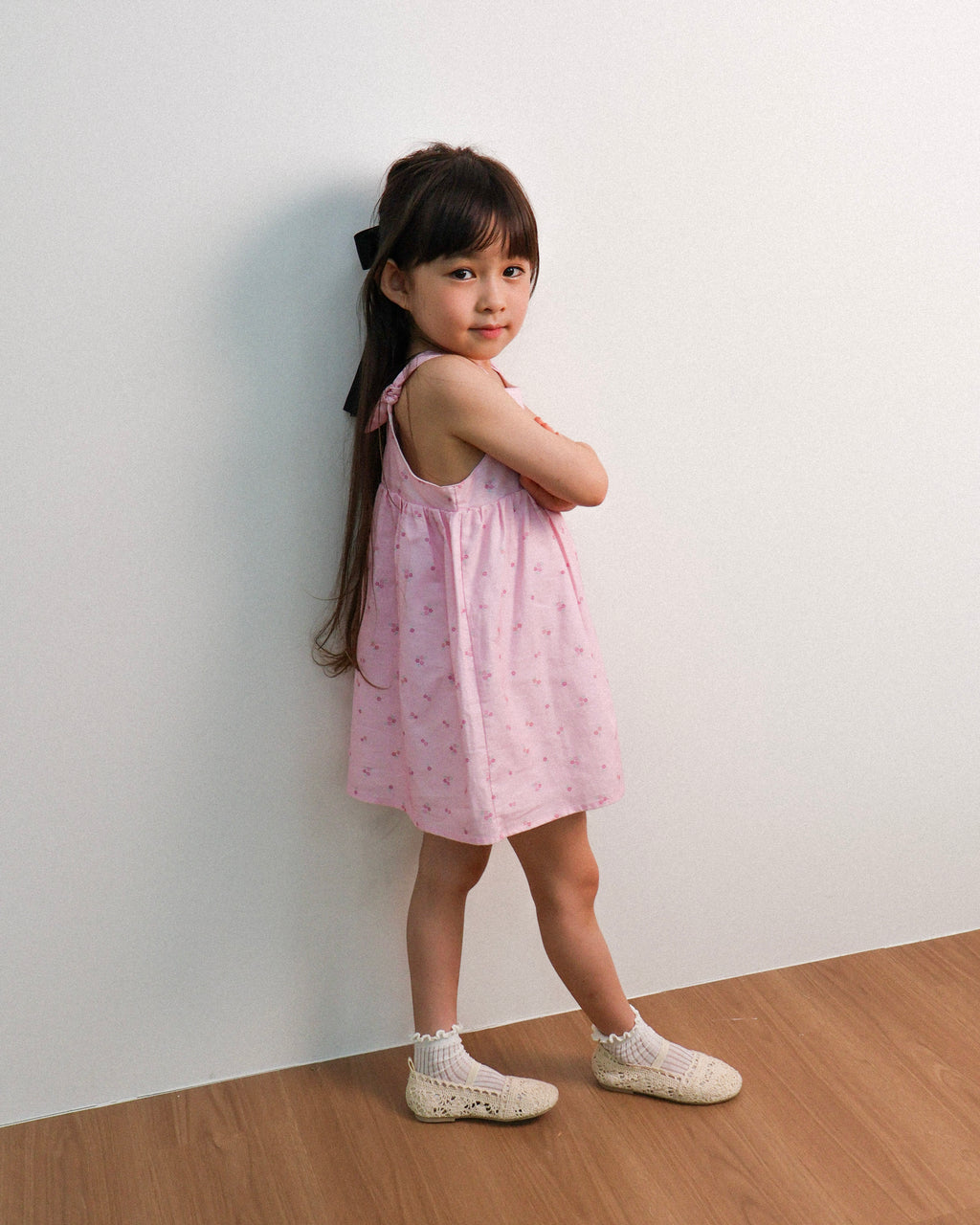 Knot-strap dress in petal pink