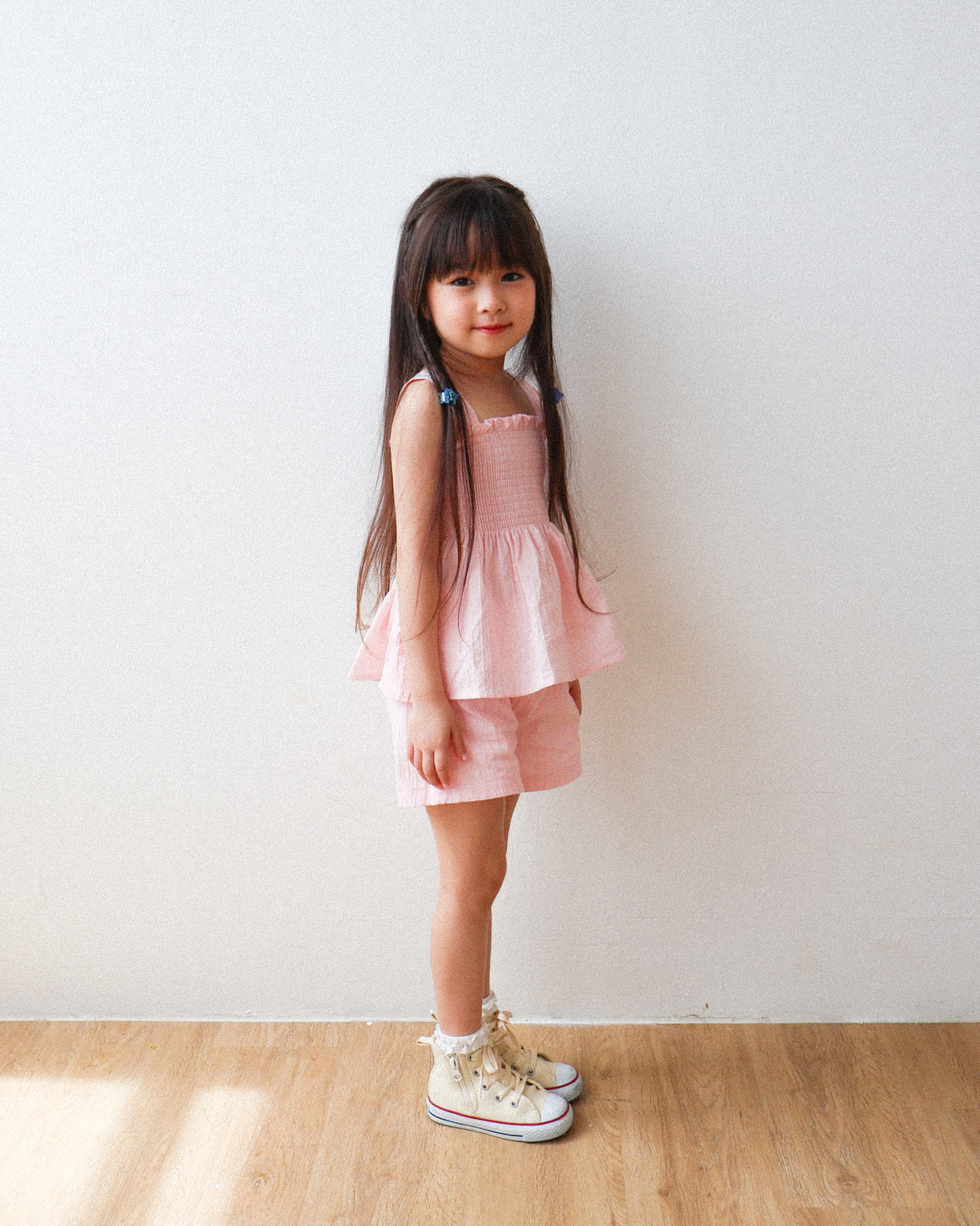 Pink smocked strap set