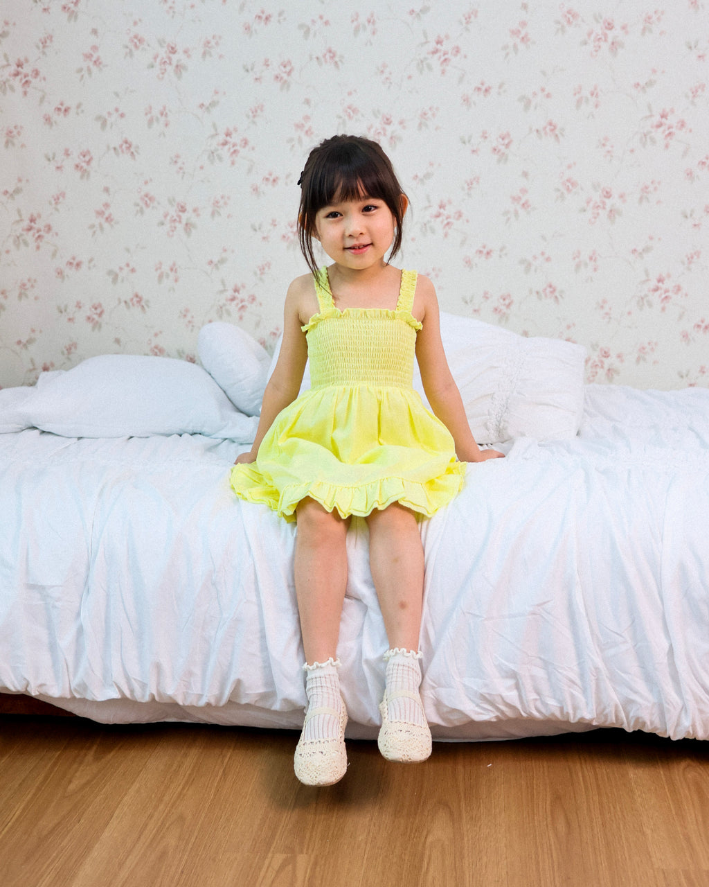 Lemon smocked dress