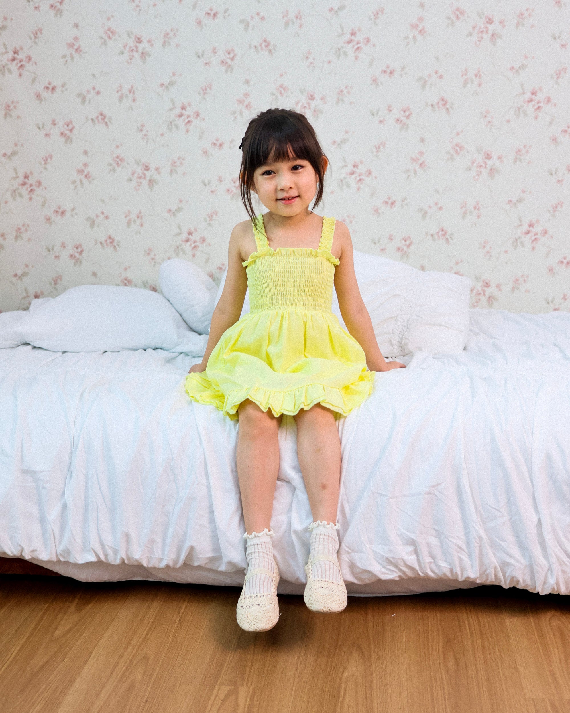 Lemon smocked dress