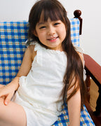 Ivory eyelet tie-strap set