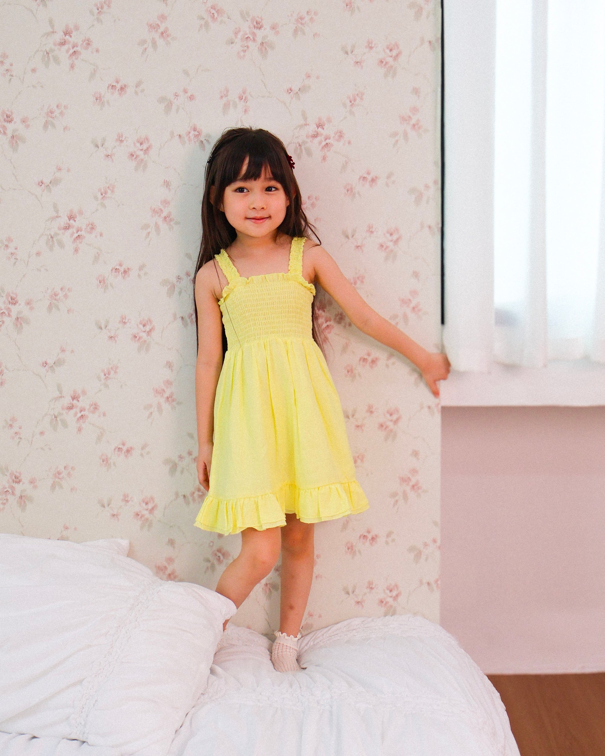 Lemon smocked dress
