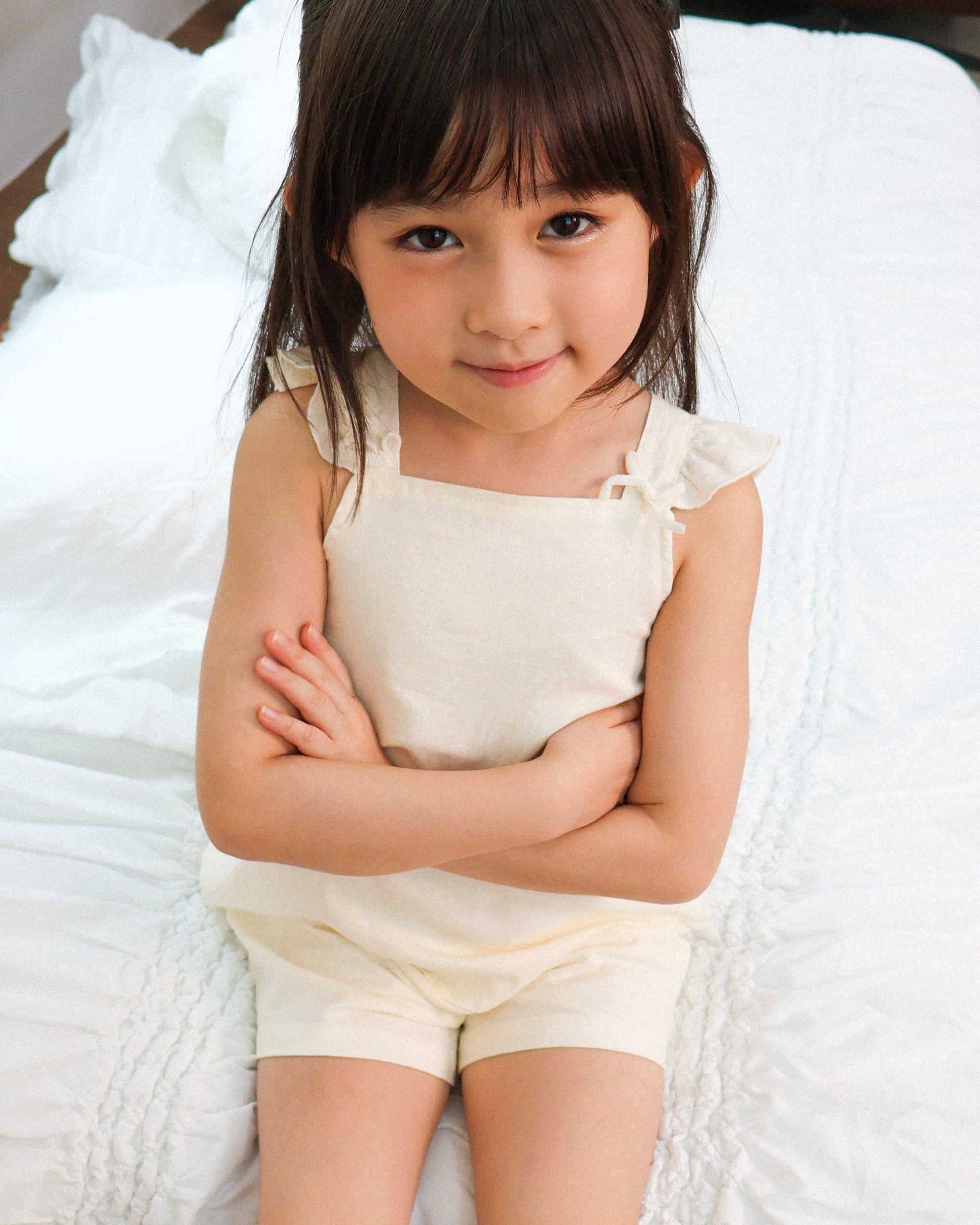 Ivory ruffle strap set
