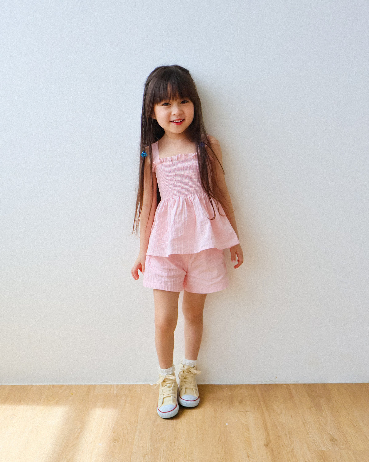 Pink smocked strap set