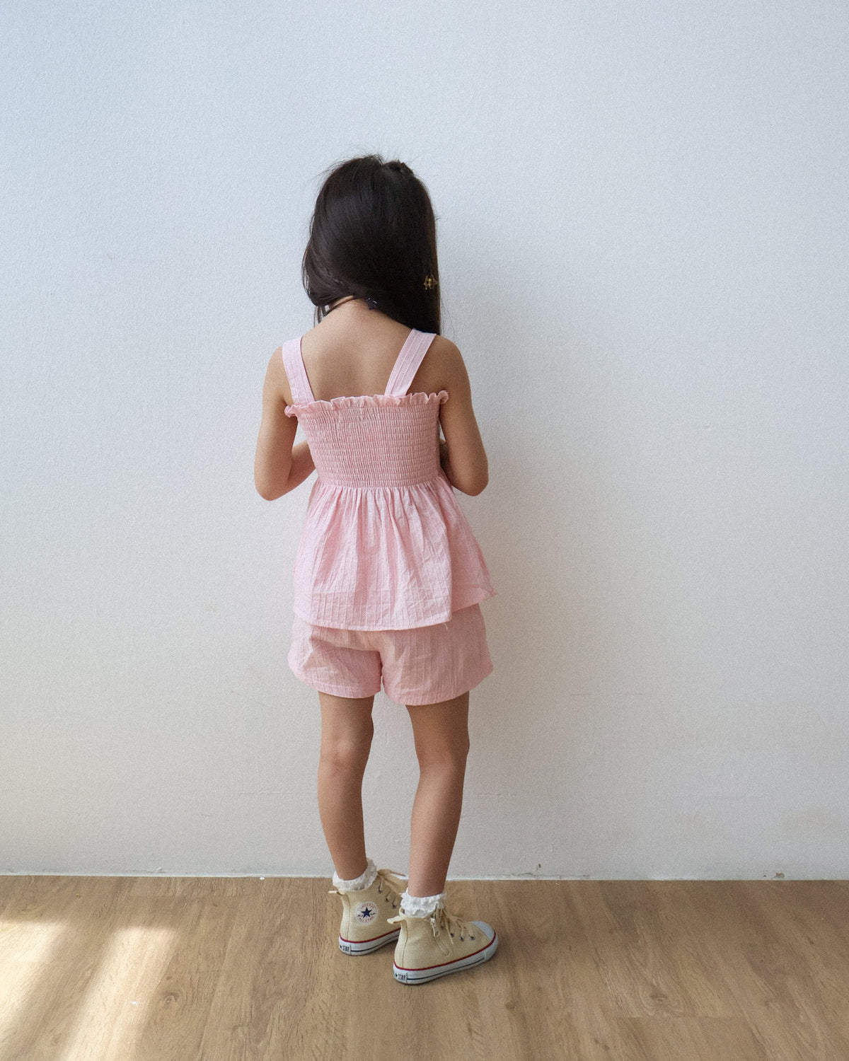 Pink smocked strap set