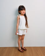 Ivory eyelet tie-strap set