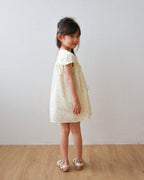 Puff-sleeve dress in yellow
