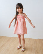 Tie-strap ruffle-neck dress in peach