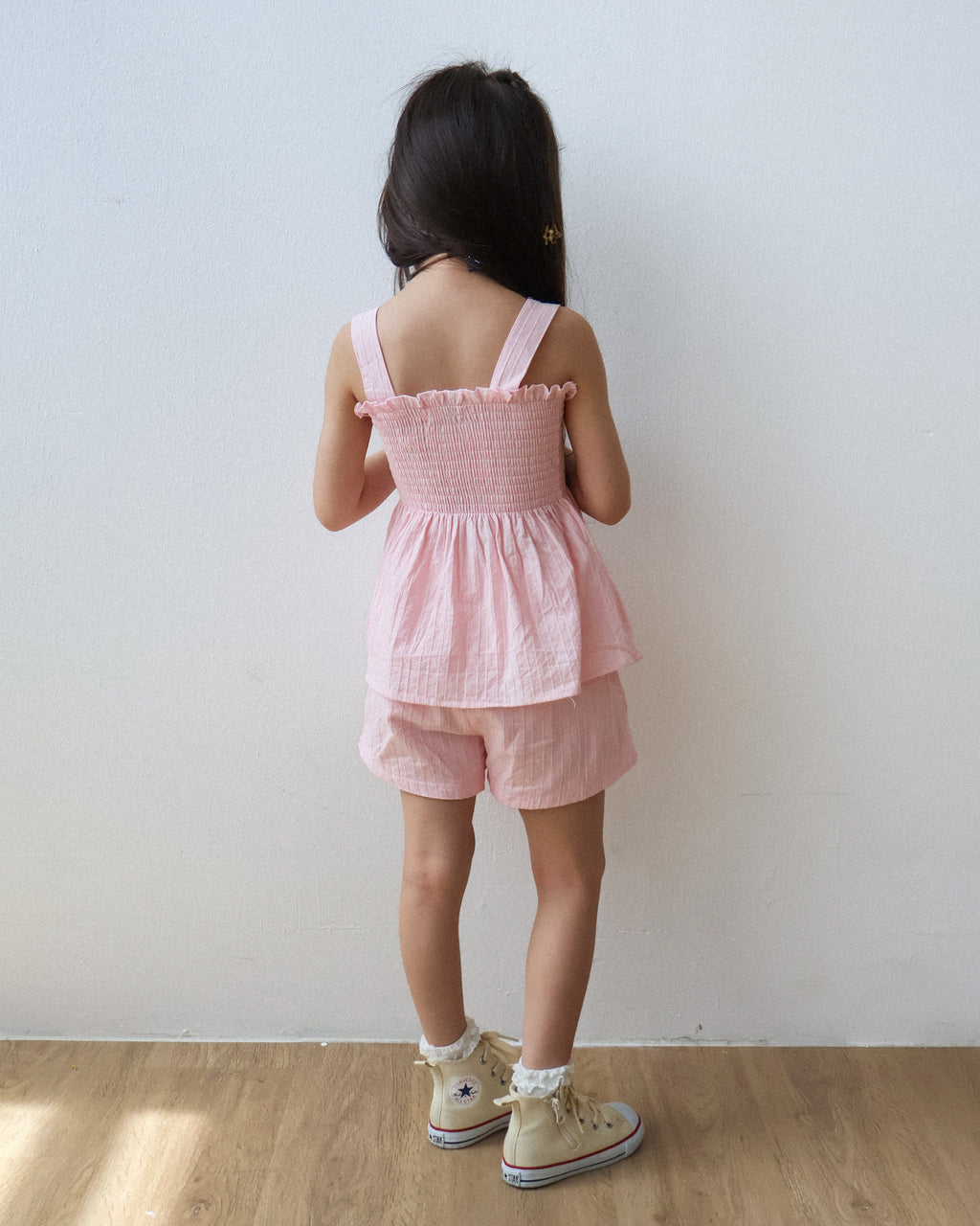 Pink smocked strap set