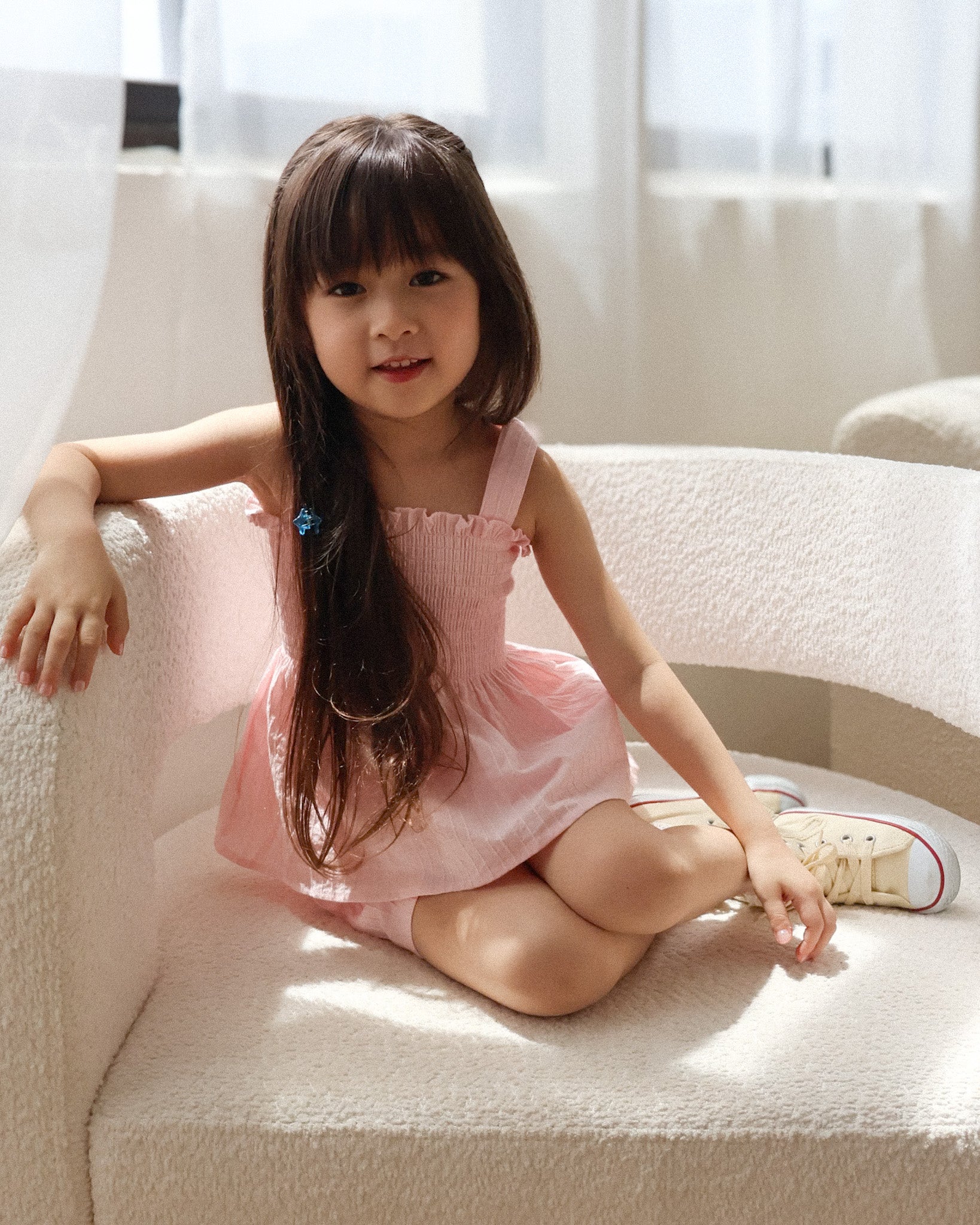 Pink smocked strap set