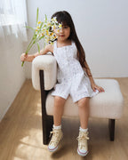 Button-front dress in ivory ditsy