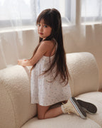 Button-front dress in ivory ditsy