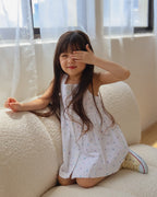 Button-front dress in ivory ditsy
