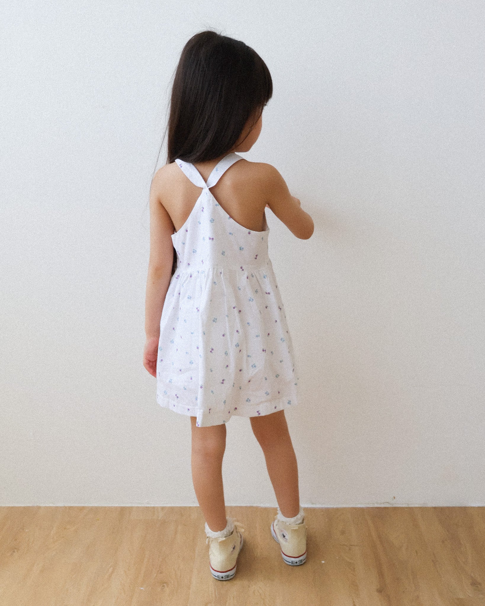 Button-front dress in ivory ditsy