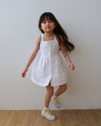 Button-front dress in ivory ditsy