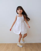 Button-front dress in ivory ditsy