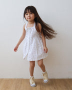 Button-front dress in ivory ditsy