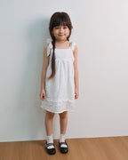 Ivory eyelet tie-strap dress