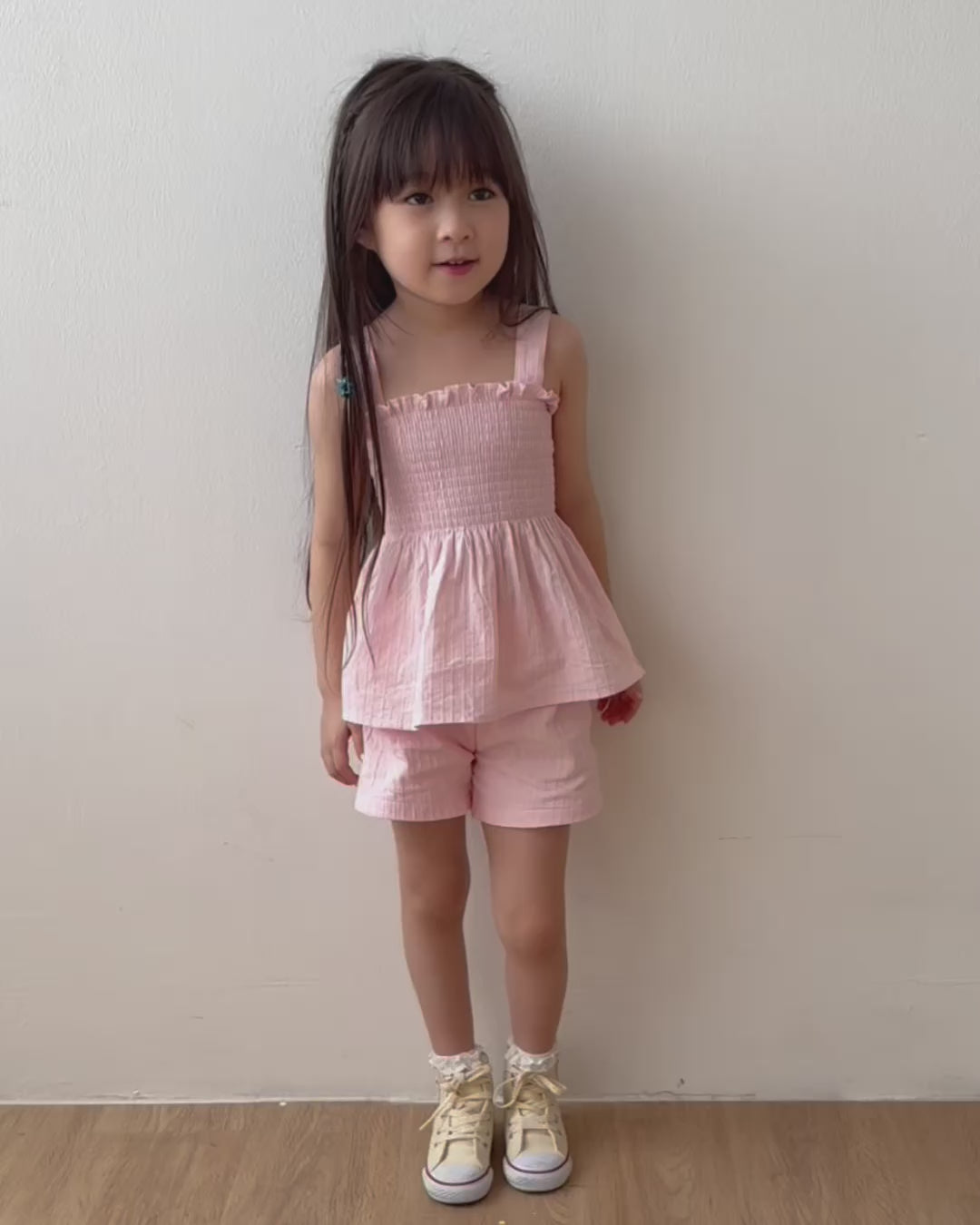 Pink smocked strap set